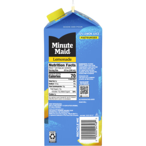 Minute Maid  Premium Lemonade 100% Natural Flavors