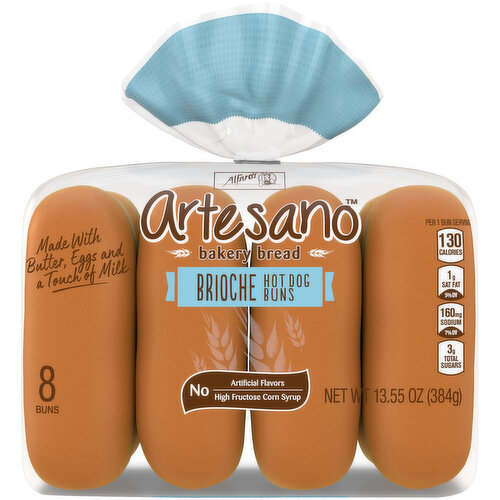 Alfaro's Brioche Hot Dog Buns, 8 count, 13.55 oz