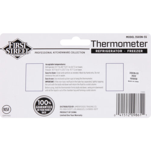 First Street Thermometer, Refrigerator/Freezer