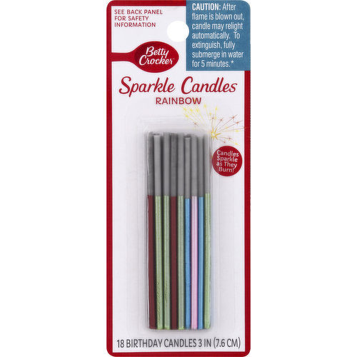 Betty Crocker Birthday Candles, Sparkle, Rainbow, 3 Inches