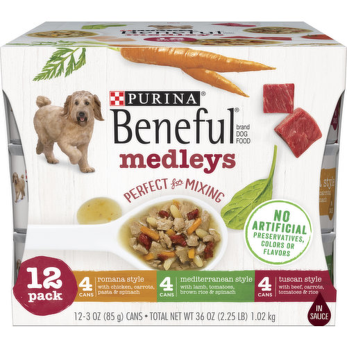 Beneful Dog Food, in Sauce, Medleys, 12 Pack
