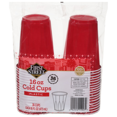 First Street Cold Cups, Plastic, 16 Ounce