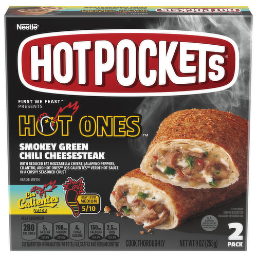 Hot Pockets Sandwich, Smokey Green Chili Cheesesteak, 2 Pack