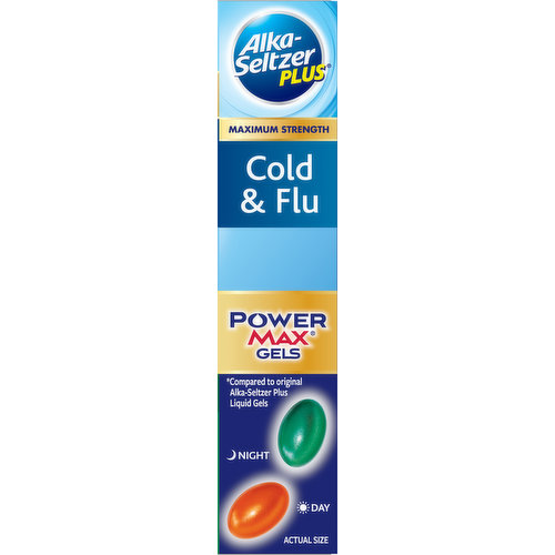 Alka-Seltzer Plus Cold & Flu, Maximum Strength, Day/Night, Liquid Gels