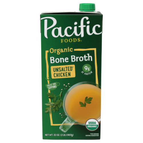 Pacific Foods Bone Broth, Organic, Unsalted Chicken