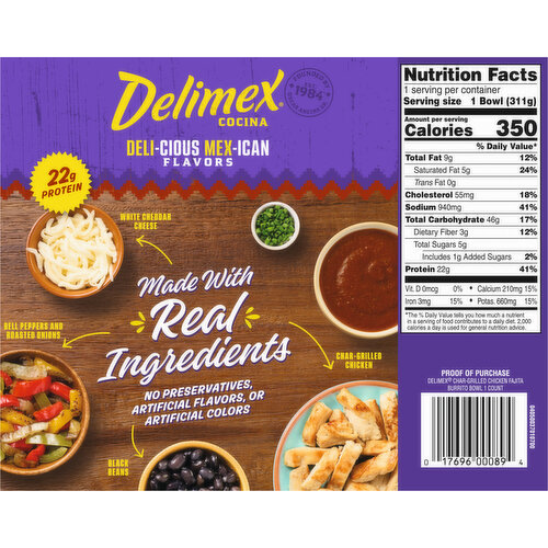 Delimex Char-Grilled Chicken Fajita Burrito Bowl Image 2 of 6