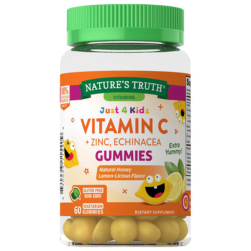 Nature's Truth Vitamin C + Zinc, Echinacea, Gummies, Natural Honey Lemon-Licious Flavor