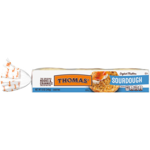 Thomas' Sourdough Plain English Muffins, 6 count, 12 oz
