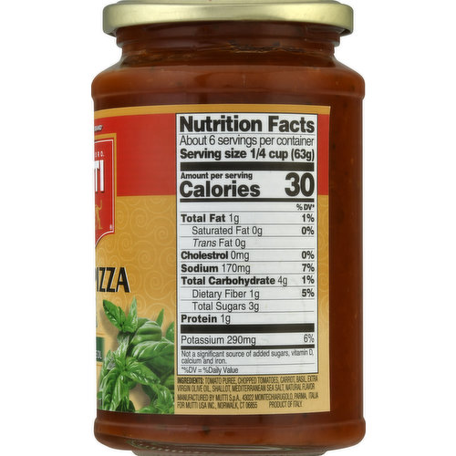 Mutti Sauce for Pizza, Napoli, Fresh Basil & Extra Virgin Olive Oil