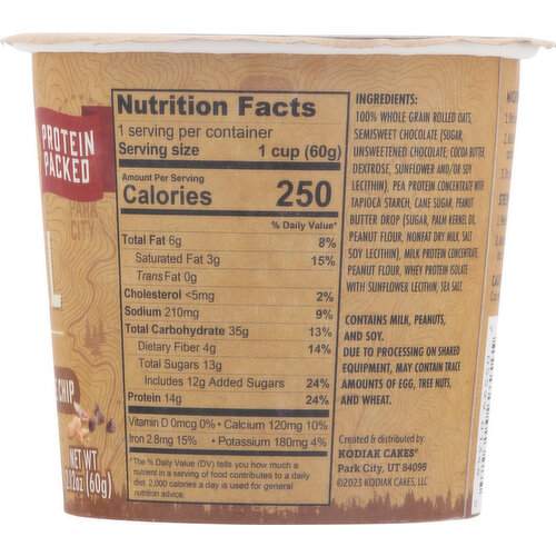 Kodiak Oatmeal, Peanut Butter Chocolate Chip, Protein Packed