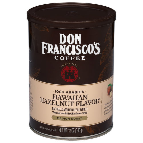 Don Francisco's Coffee, 100% Arabica, Medium Roast, Hawaiian Hazelnut Flavor
