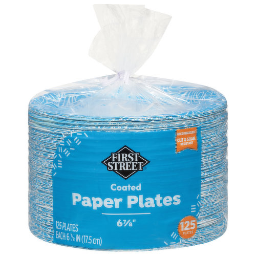 First Street Paper Plates, Coated, 6.875 Inch
