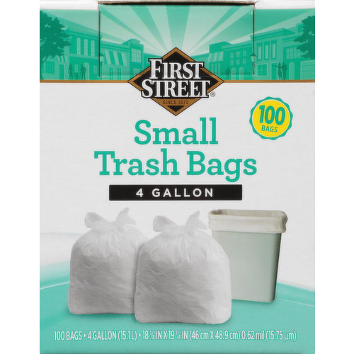 First Street Trash Bags, Small, 4 Gallon