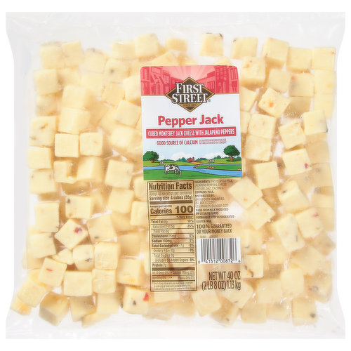 First Street Cheese, Pepper Jack, Cubed