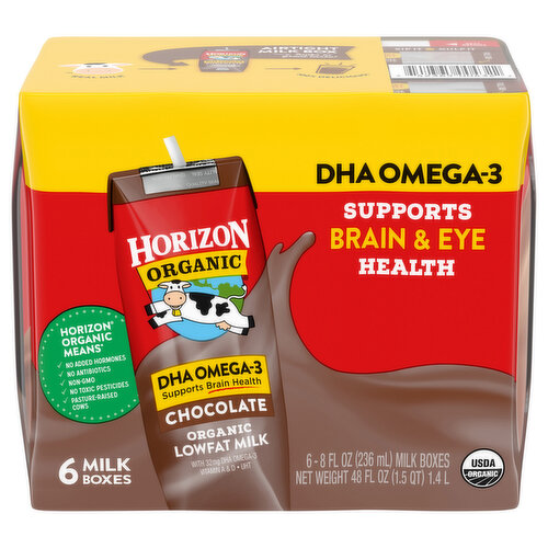 Horizon Organic Milk, DHA Omega-3, Lowfat, Organic, Chocolate