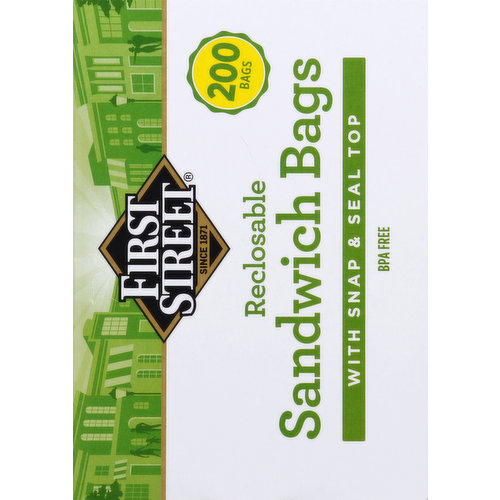 First Street Sandwich Bags, Reclosable