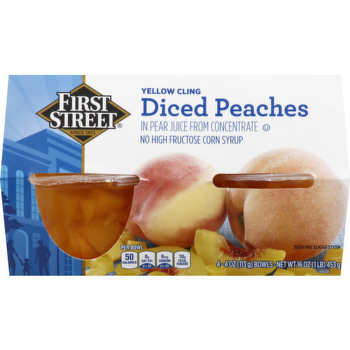 First Street Peaches, Yellow Cling, Diced
