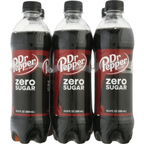Dr Pepper Soda, Zero Sugar, 6 Pack