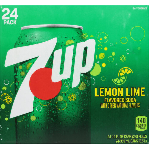 7-UP Soda, Lemon Lime Flavored, 24 Pack