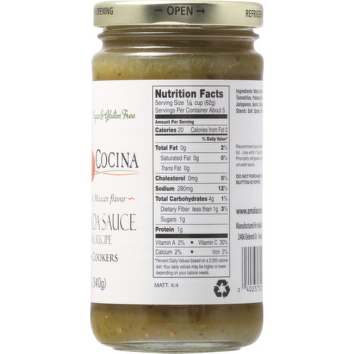 Amalias Cocina Enchilada Sauce, Green