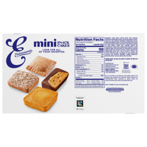 Entenmann's Party Creme Filled Sugar Cupcakes, 8 packs, 12.7 oz