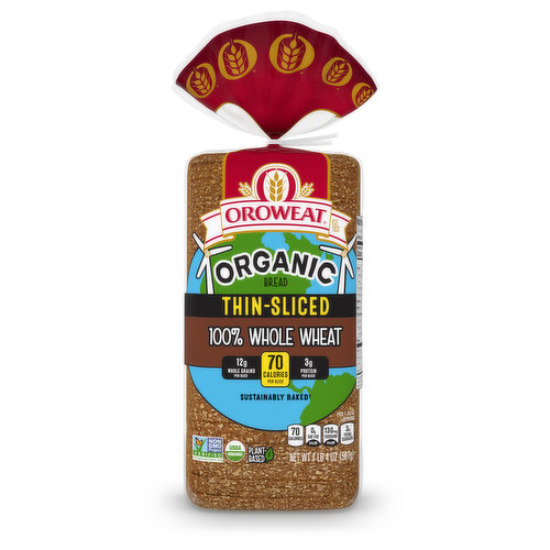 Oroweat Oroweat Organic 100% Whole Wheat Thin-Sliced Bread, 20 oz