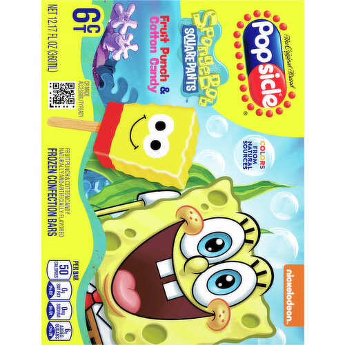 Popsicle Confection Bars, Fruit Punch & Cotton Candy, SpongeBob SquarePants