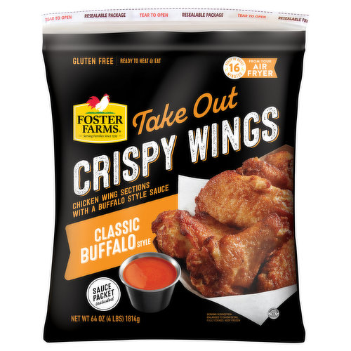 Foster Farms Crispy Wings, Take Out, Classic Buffalo Style