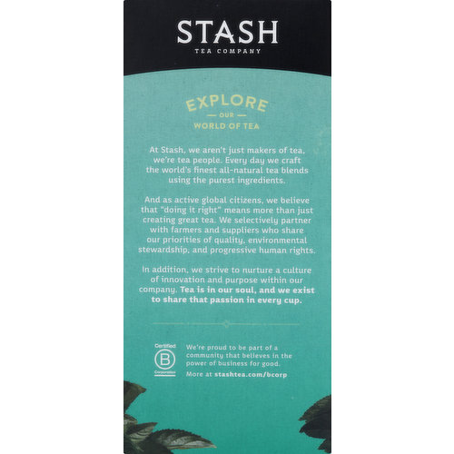 Stash Herbal Tea, Caffeine-Free, Peppermint, Tea Bags, Box