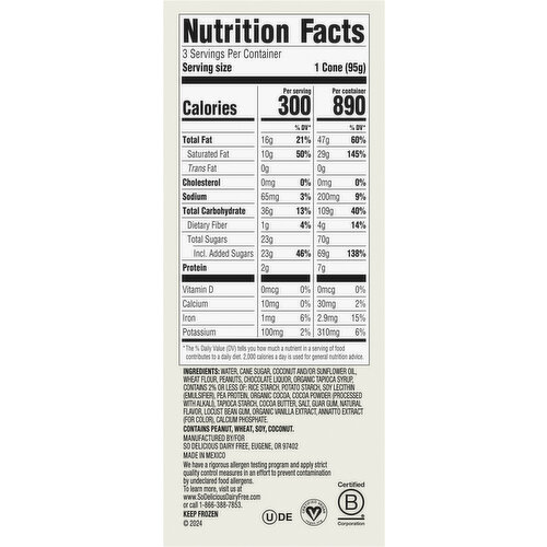 So Delicious Dairy Free Non-Dairy Cones Vanilla Peanut Sundae Frozen Dessert