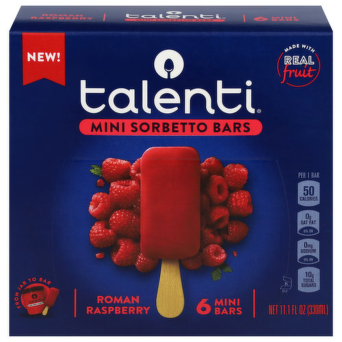 Talenti Sorbetto Bars, Roman Raspberry, Mini