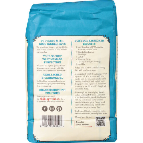 Bob's Red Mill Flour, Organic, All-Purpose, Unbleached White