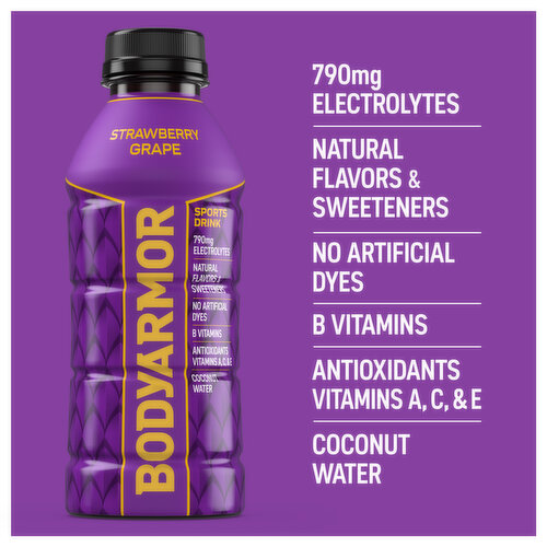 BODYARMOR  Strawberry Grape Electrolyte Sports Drink Bottle