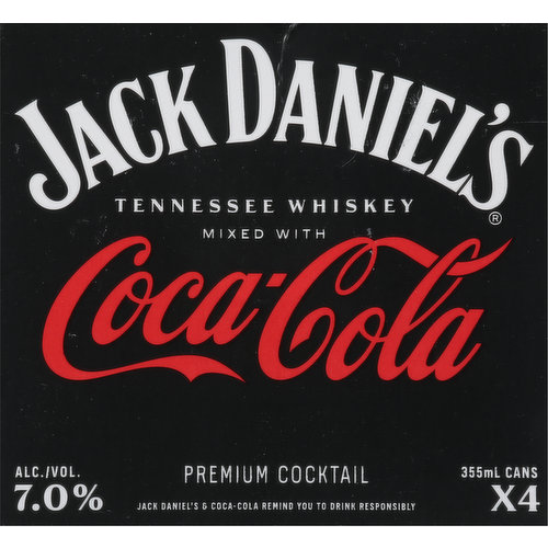 Jack Daniel's Cocktail, Premium, Coca Cola, Tennesse Whiskey
