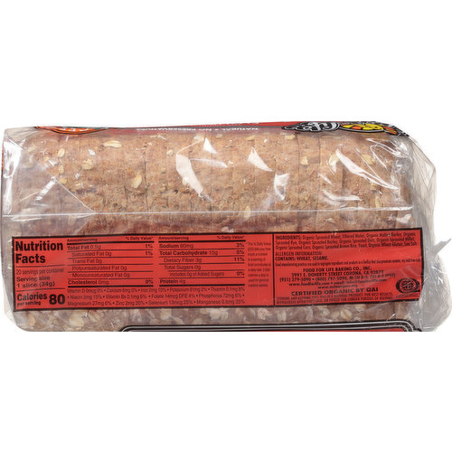 Food for Life Bread, 7 Sprouted Grains, Flourless