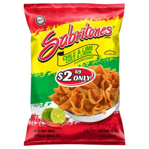 Sabritones Wheat Snacks, Chile & Lime, Puffed
