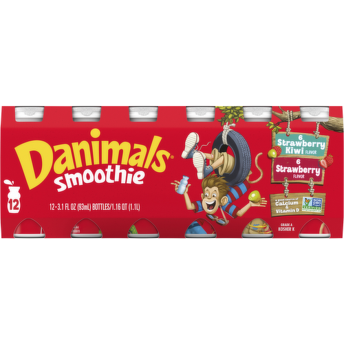 Danimals Smoothie Strawberry/Strawberry Kiwi 12/3.1 oz