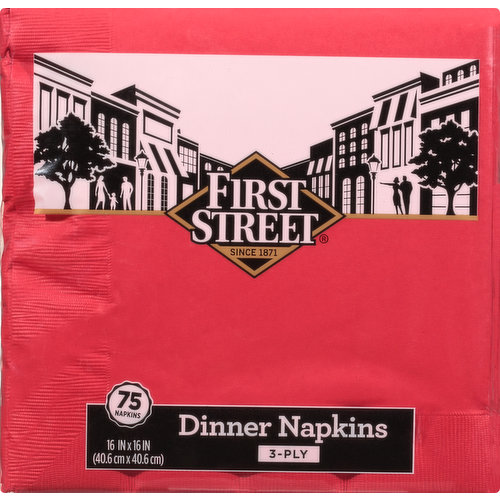 First Street Napkins, Dinner, Classic Red, 3-Ply