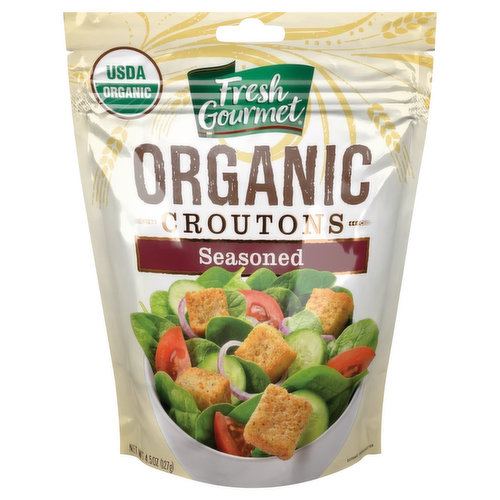 Fresh Gourmet Croutons, Organic, Seasoned