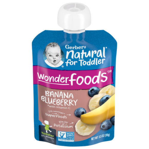 Gerber Banana Blueberry, with Vitamin C, Wonderfoods, Toddler (12+ Months)