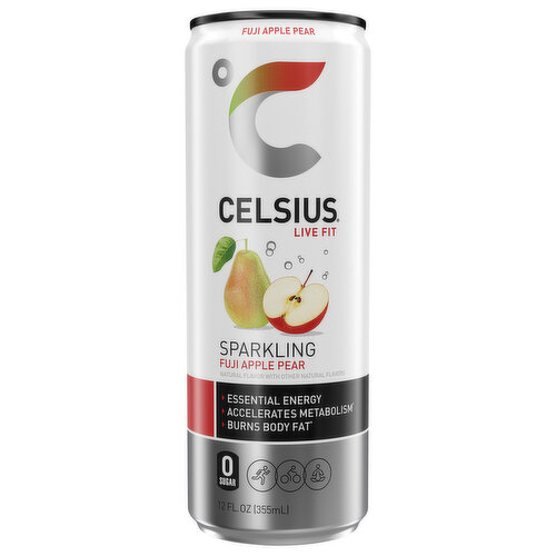Celsius Energy Drink, Fuji Apple Pear, Sparkling