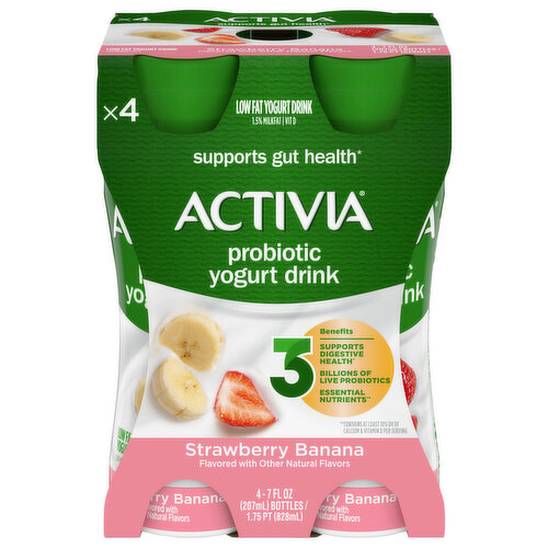 Activia Yogurt, Strawberry Banana, Probiotic, Low Fat