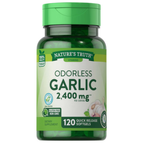 Nature's Truth Garlic, Odorless, 2400 mg, Quick Release Softgels