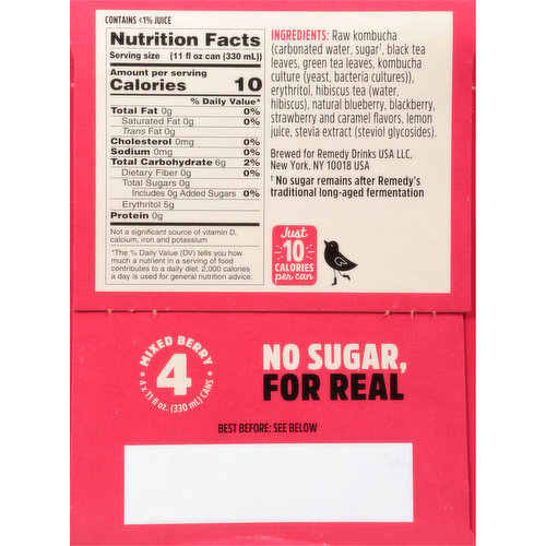 Remedy Kombucha, Mixed Berry