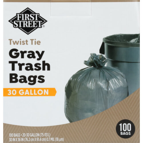 First Street Trash Bags, Twist Ties, 20-30 Gallon