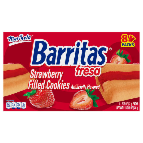 Marinela Marinela Barritas Fresa Strawberry Soft Filled Cookie Bar, 8 count, 18.88 oz