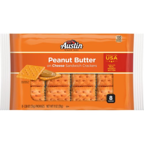 Austin Sandwich Crackers, Peanut Butter on Cheese