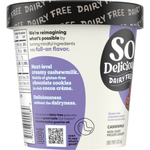So Delicious Dairy Free Gluten-Free Cashewmilk Non-Dairy Chocolate Cookies & Creme Frozen Dessert