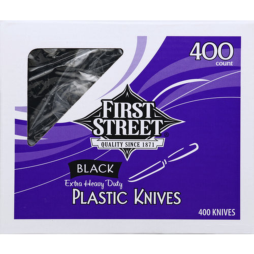 First Street Plastic Knives, Black, Extra Heavy Duty