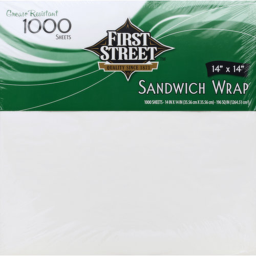 First Street Sandwich Wrap, Grease Resistant, 14 Inches x 14 Inches